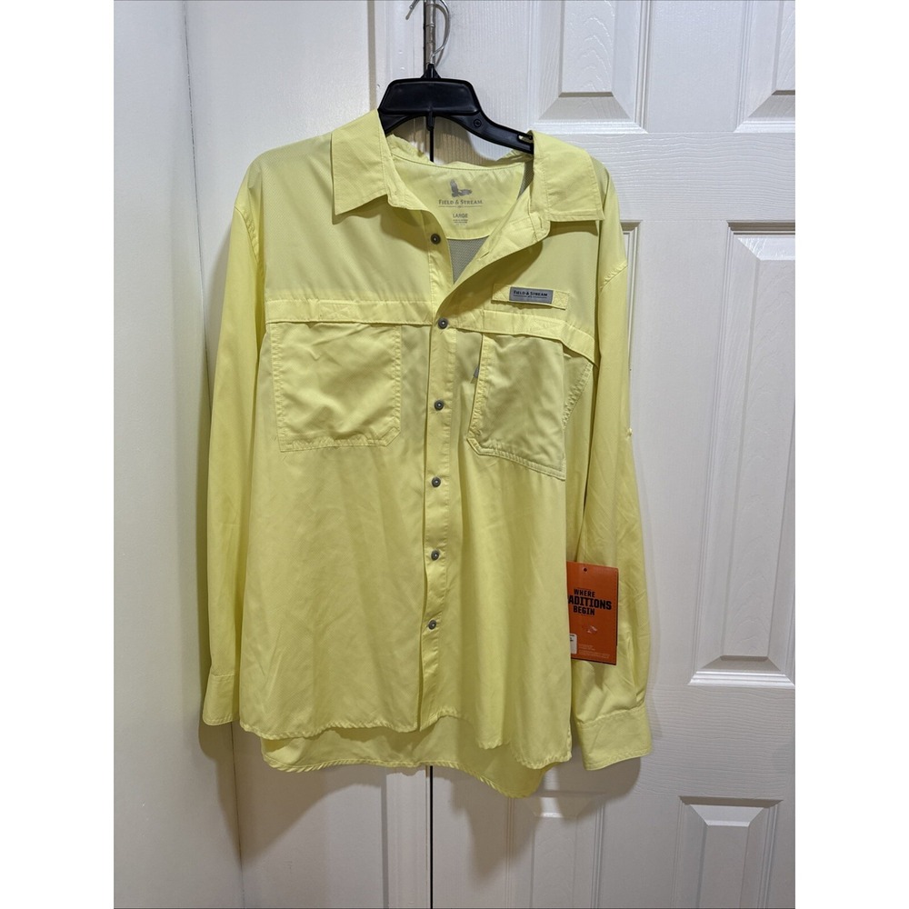 New Field & Stream Men's Latitude Yellow Long Sleeve Shirt L Fishing Shirt